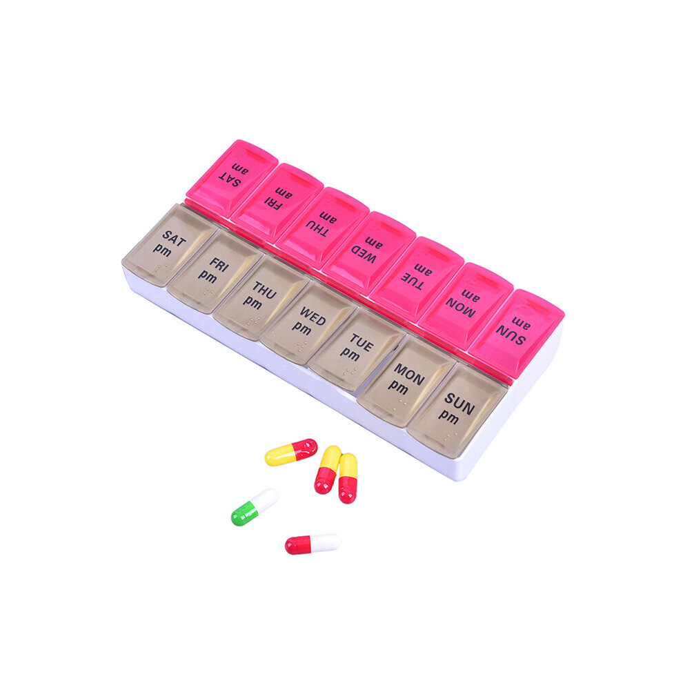 Multicoloured 14/7 Grids 7 Days Weekly Pill Case Medicine Tablet Dispenser Organizer Pill Box Splitters Pill Storage Organizer Container
