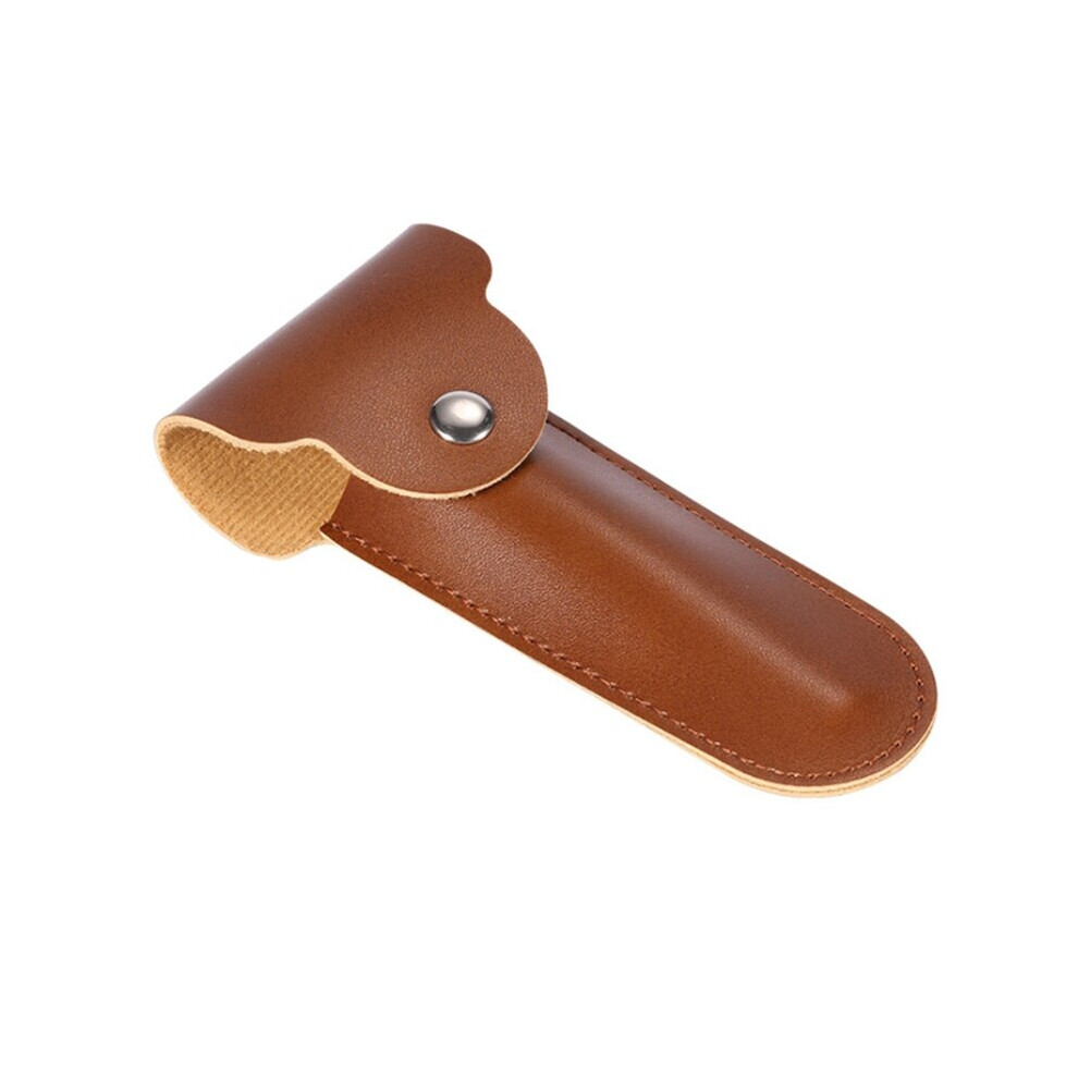 Brown Razor Case Travel Holder Manual Double Edge Safety Razors Container Pu Leather Bag