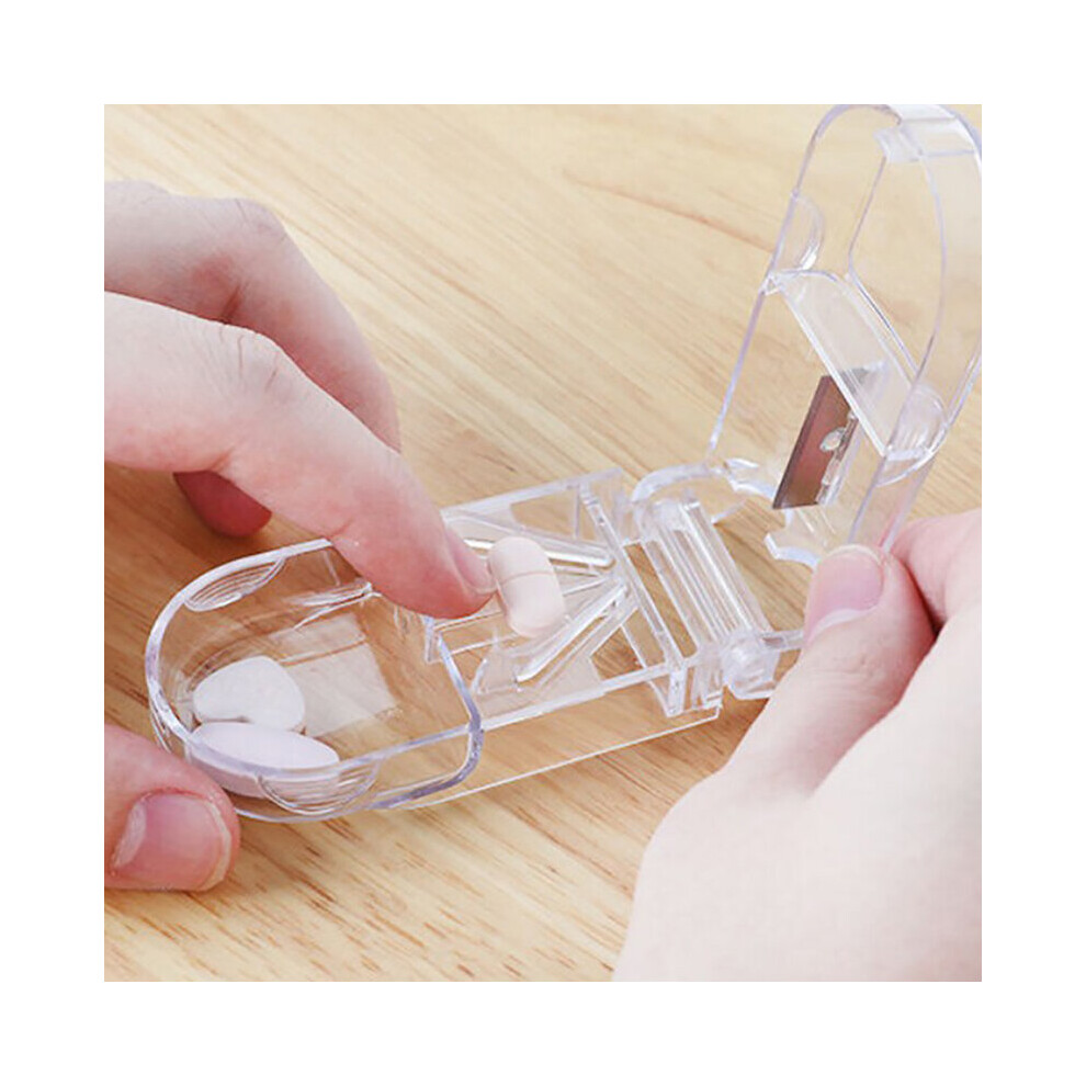 1 Pieces Pill Cutter Splitter Half Storage Compartment Box Medicine Tablet Holder Portable Small Pill Box