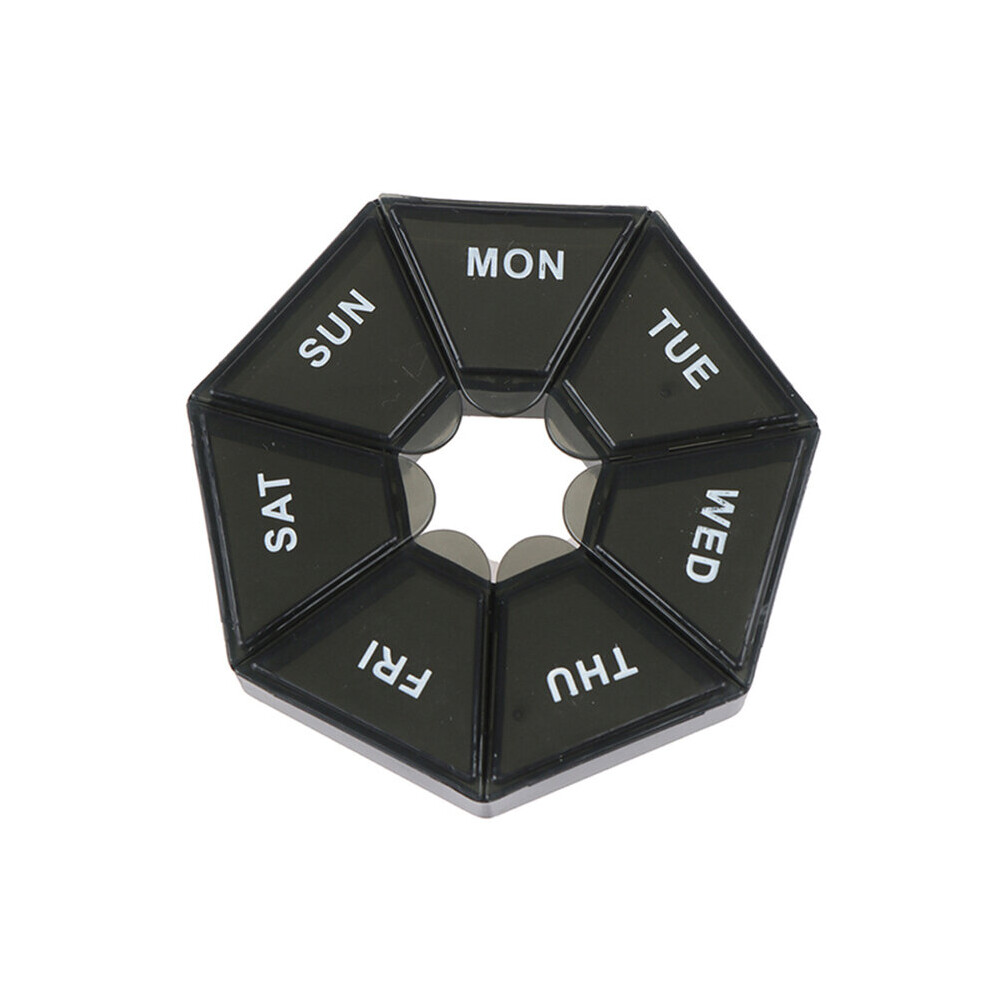 Black Seven Grid Compartment Travel Pill Box Organizer Tablet Medicine Storage Dispenser Splitters Pill Case Holder Health Care