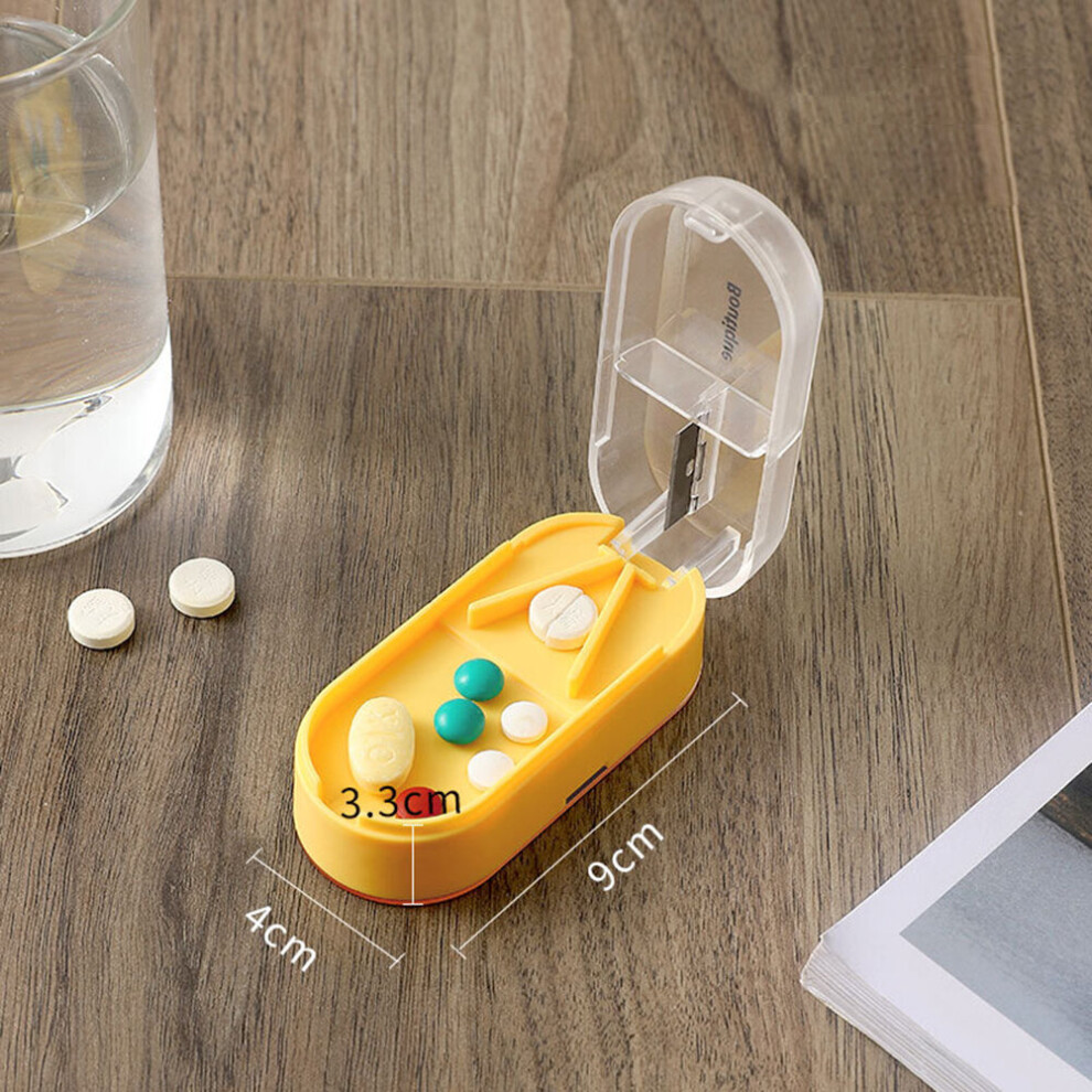 Multicoloured Medicine Dose Tablet Cutter Pill Caplets Splitter Divide Compartment Storage Box Compartment Storage Box Portable Home Medicine