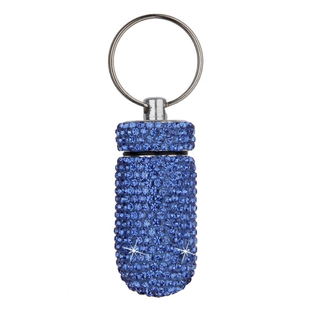 Creative Pocket Pill Case Full Rhinestone Aluminum Alloy Pill Storage Box Seal Ring Medicine Bottle Capsules Case Pill Organizer