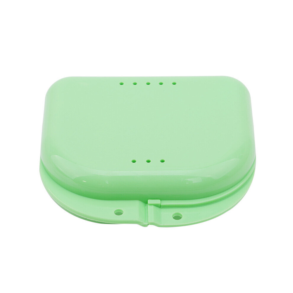 Green Organzier Teeth Box Denture Storage Box Case Dental False Teeth Appliance Container Orthodontic Mouth Guard Plastic Storage