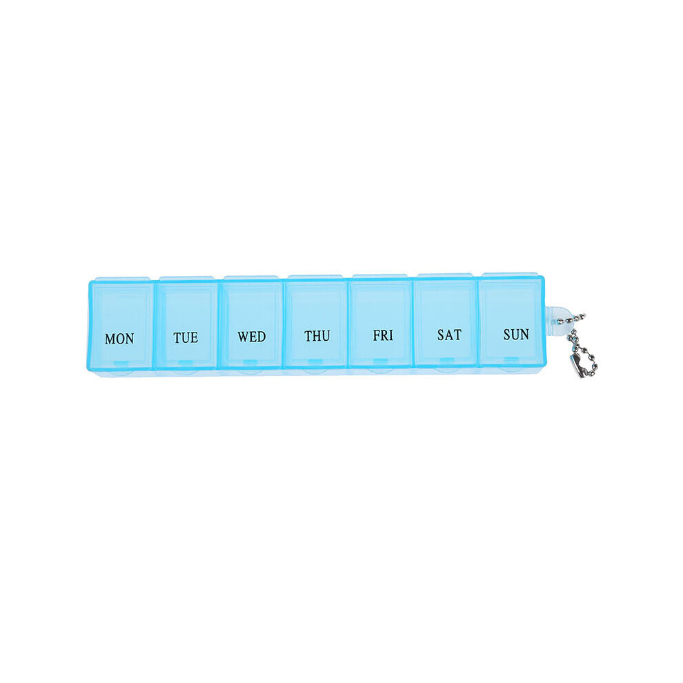 Blue 7 Weekly Pill Box Organizer Medicine Compartments Vitamin Storage Travel Kit 1Pcs
