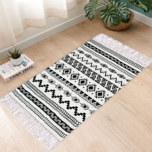 Pure Cotton Hand Woven Natural Tassel Breathable Book Room Carpet Bedside Hallway Area Rug Non-slip Bay Window Foot Pad Mat