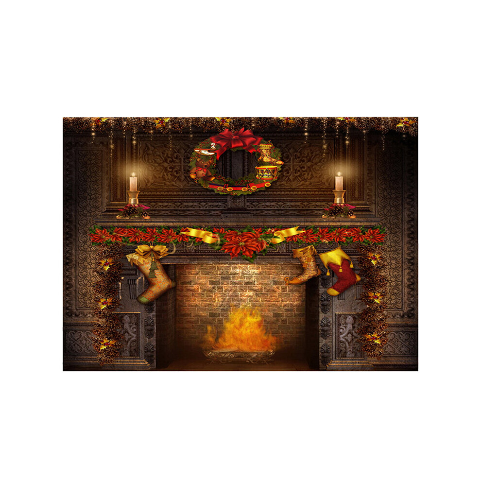 Vinyl Christmas Photography Backdrops Prop Christmas Tree Fireplace Photographic Background Cloth Family Wall Hanging Decor 885666766428