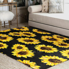 Shabby Floral Seamless Sunflower Seed Yellow Flannel Floor Rugs Sun Joy Carpet Decoration For Living Room Bedroom