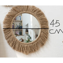 Macrame Wall Mirror Set Retro Round Mirror Tapestry Woven Homestay for Living Room Decoration Coffee Shop Boho Decor