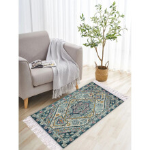Nordic Hand Woven Cotton Linen Tassel Carpet Bedside Rug for Geometric Bedroom Home Decoration Carpets for Living Room