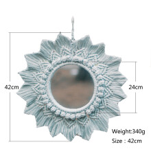 Boho Macrame Round Mirror Decorative Mirrors Room Decor Hanging Wall Mirror for Bedroom Living Room House Decoration