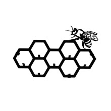 Metal Bee Hanger Wall Mount, Bee & Honeycomb Metal Art Wall Decoration, Bee Key Holder For Entrance, Coat & Hat
