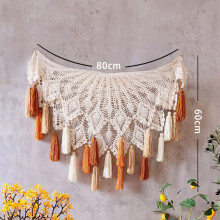 Cutout Lace Tablecloth, Macrame Wall Hanging, Boho Decor, Hanging Leaves, Bedroom, Boho Curtains Coffee Table Decor Pot Holder