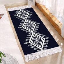 Retro Bohemian Hand Tassel Woven Cotton Linen Carpet Home Decoration Bedside Rug Geometric Floor Mat Long Rug Bedspread Tapestry