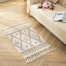 Retro Bohemian Hand Woven Cotton Linen Carpet Tassel Geometric Floor Mat Bedroom Tapestry Decorative Blanket Area Rug