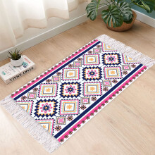 Bohemian Hand Woven Retro Cotton Linen Carpet Morocco Printed Area Rugs Tufted Tassels Anti Skid Pad Throw Rug Bath Doormat