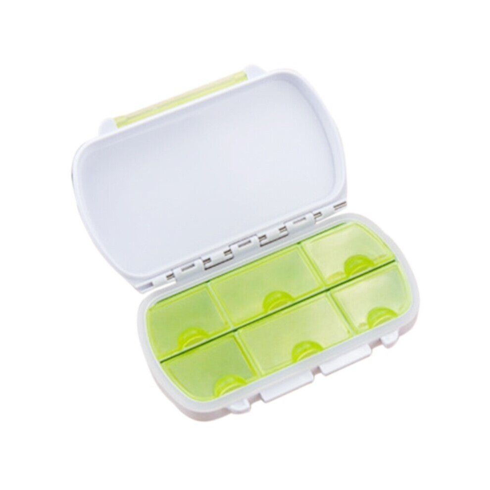 Green Weekly Pill Box Medicine Organiser Travel 6 Tablet Storage Dispenser Case