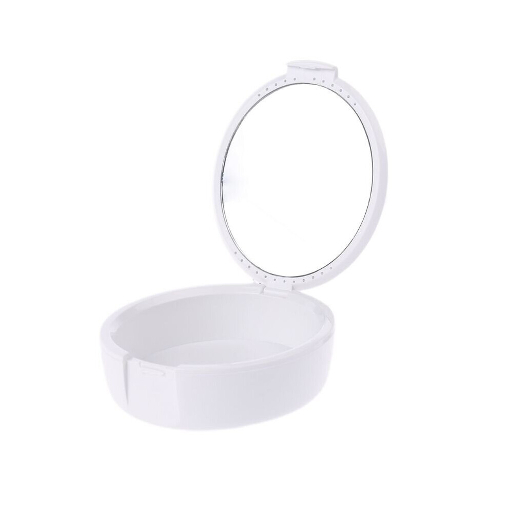White Practical Denture Container With Mirror Denture False Teeth Box Mouthguard For Case L21a