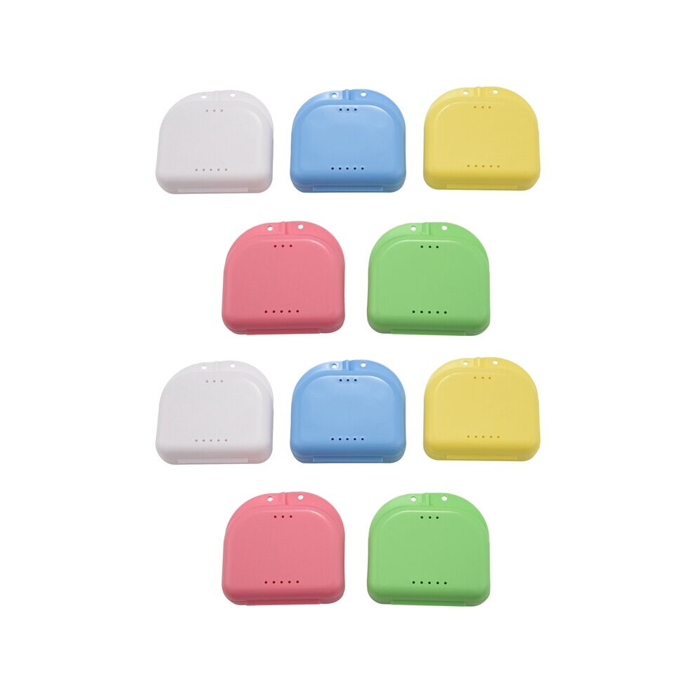 Multicoloured Retainer Case 10Pcs Mouth Guard Case Orthodontic Retainer Box Denture Storage Container