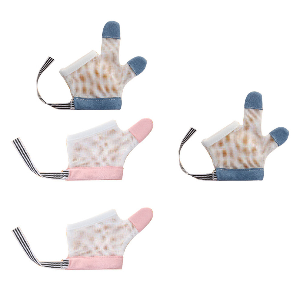2 Pairs Baby Teether Toys Toddlers Gloves No Scratch Mittens Newborn Fabric Stop Sucking Glove Kids Stop Sucking Mitt