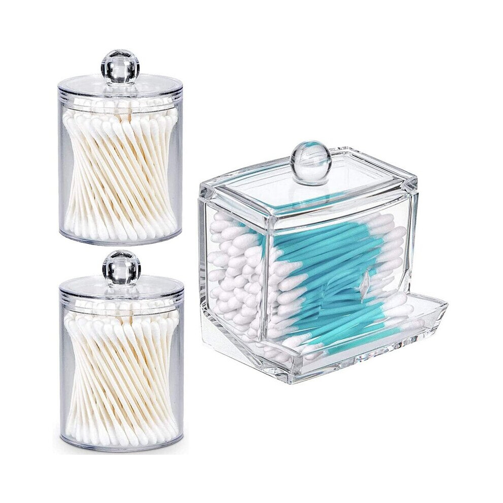 Qtip Holder Cotton Swab Holder Storage Dispenser, Clear Cotton Ball Swab Holder, Apothecary Jars With Lids For Bathroom-image-OPC-PCG2KHK-NEW