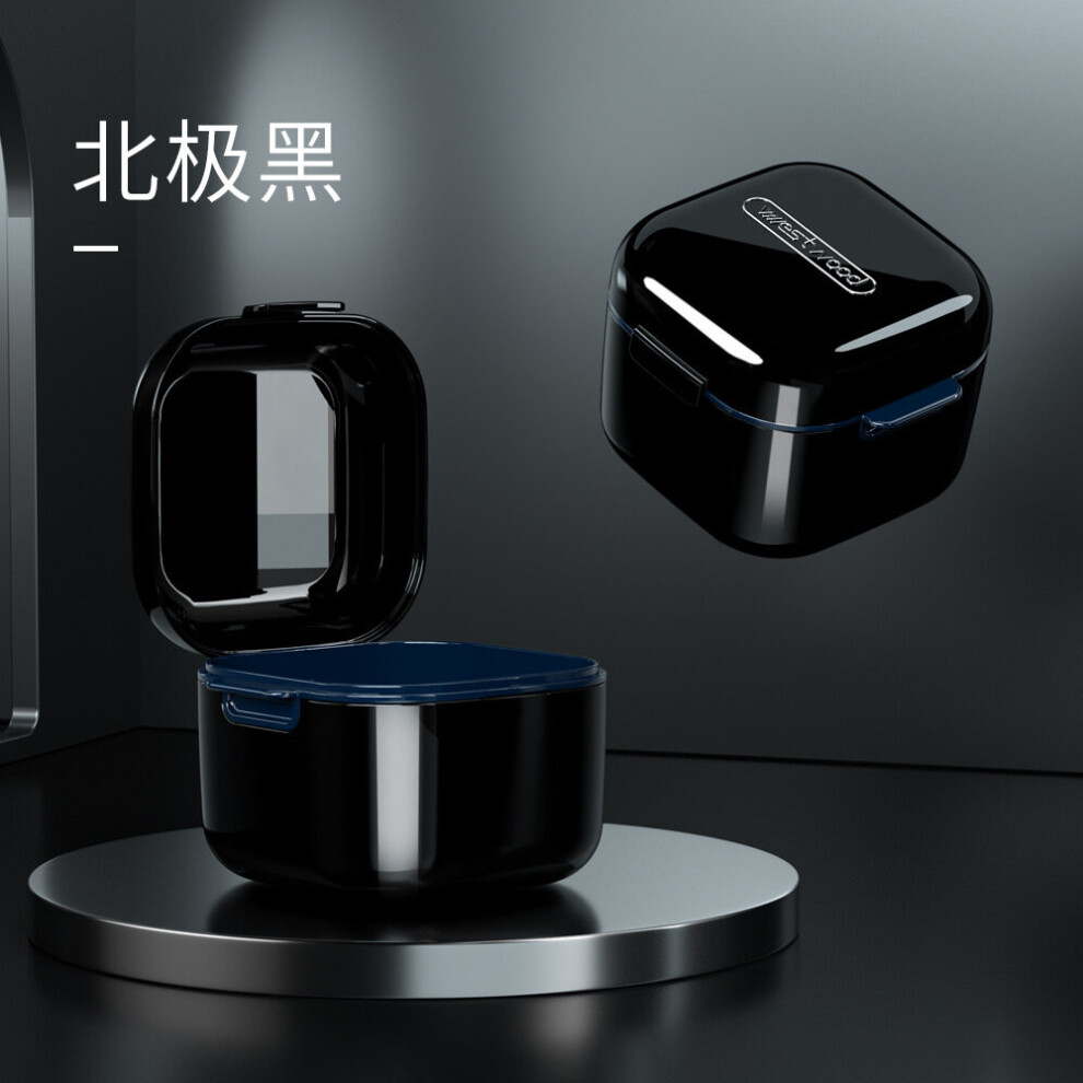 Black 1Pc Orthodontic Retainer Braces Storage Box Soaking Invisible Teeth Denture Cleaning Tooth Storage Portable Belt Case Container
