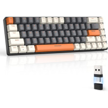 (Grey & Orange/Red Switch) Youngshion 60% Wireless 68-Key Mechanical Keyboard