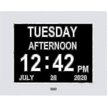 (White) Digital Dementia Clock Calendar Clock Day Date Clock Large Display Large Clear Unabbreviated Time And Date