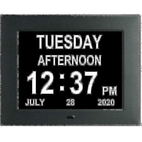 (Black) Digital Dementia Clock Calendar Clock Day Date Clock Large Display Large Clear Unabbreviated Time And Date