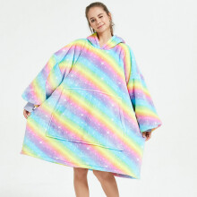 ( Rainbow8) Ovesized Hoodie Blanket Winter Cute Print Fleece Sleepwear Warm Cosy