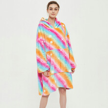 ( Rainbow5) Ovesized Hoodie Blanket Winter Cute Print Fleece Sleepwear Warm Cosy