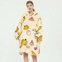 ( Watermelon Red) Ovesized Hoodie Blanket Winter Cute Print Fleece Sleepwear Warm Cosy