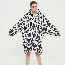 ( Cow) Ovesized Hoodie Blanket Winter Cute Print Fleece Sleepwear Warm Cosy