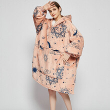 ( Carroll Helios) Ovesized Hoodie Blanket Winter Cute Print Fleece Sleepwear Warm Cosy