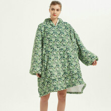 ( Green camouflage) Ovesized Hoodie Blanket Winter Cute Print Fleece Sleepwear Warm Cosy