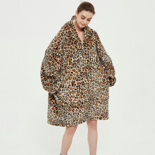 ( Leopard) Ovesized Hoodie Blanket Winter Cute Print Fleece Sleepwear Warm Cosy