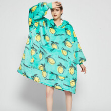 ( Green Base Lemon) Ovesized Hoodie Blanket Winter Cute Print Fleece Sleepwear Warm Cosy
