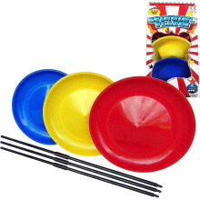 The Magic Toy Shop Spinning Plates Set Of 3 With Sticks Outdoor Jugglings Circus Game Toys