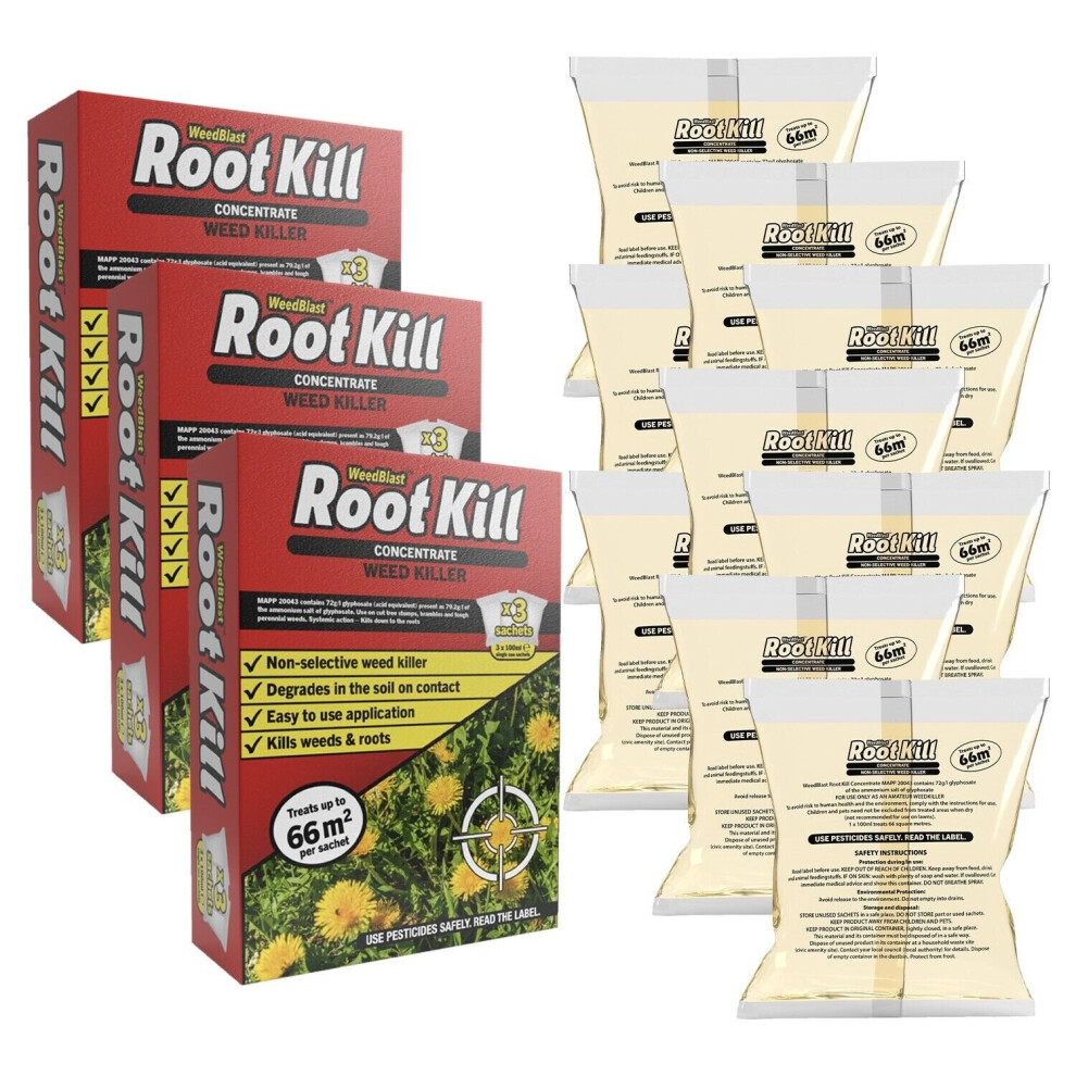 Weedblast Rootkill 9 x 100 Sachets Concentrated Glyphosate Weedkiller