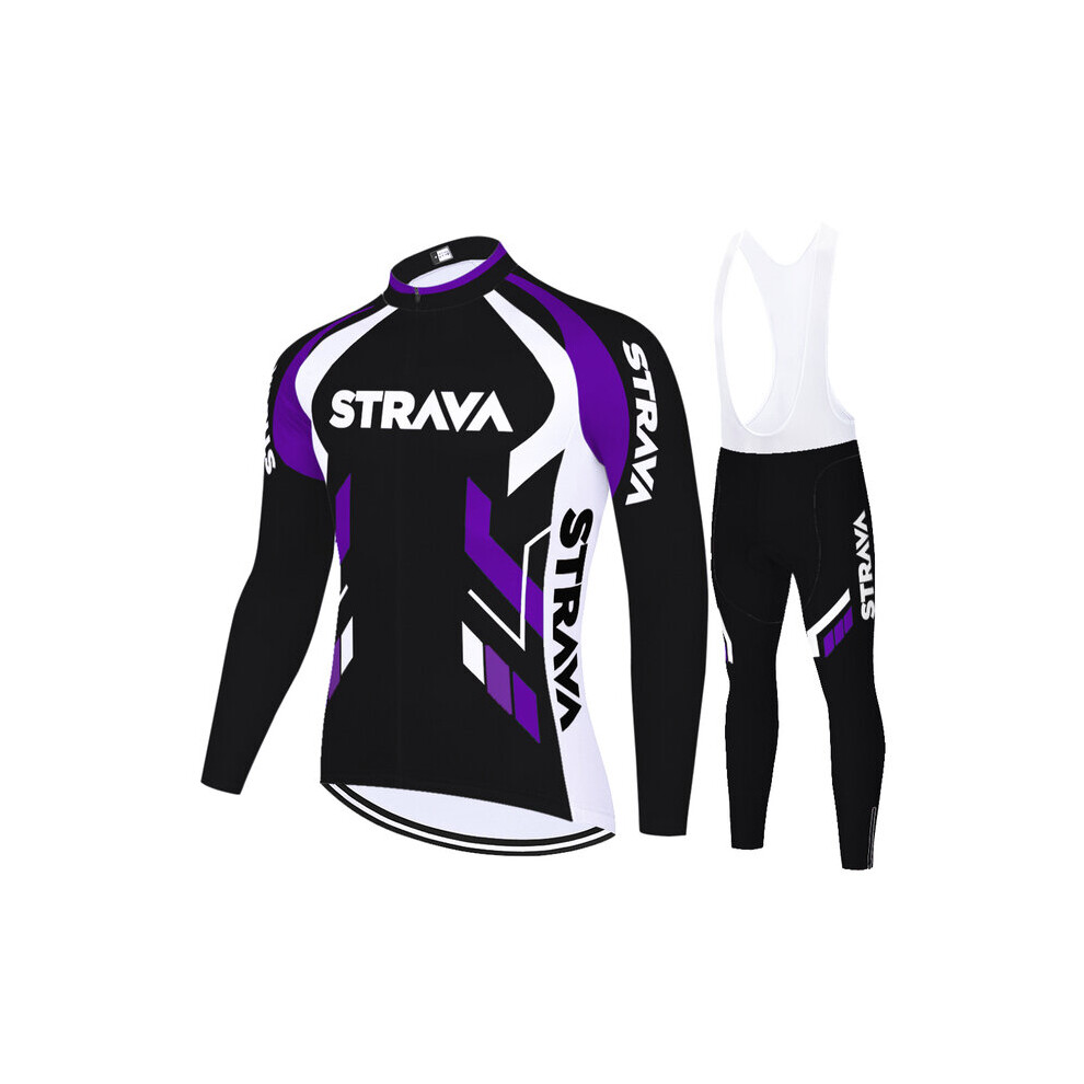 (purple , XS) Men's Cycling Clothing MTB Jersey + 3D Gel Padded Cycling Pants Long Sleeve Cycling Set Pro Team