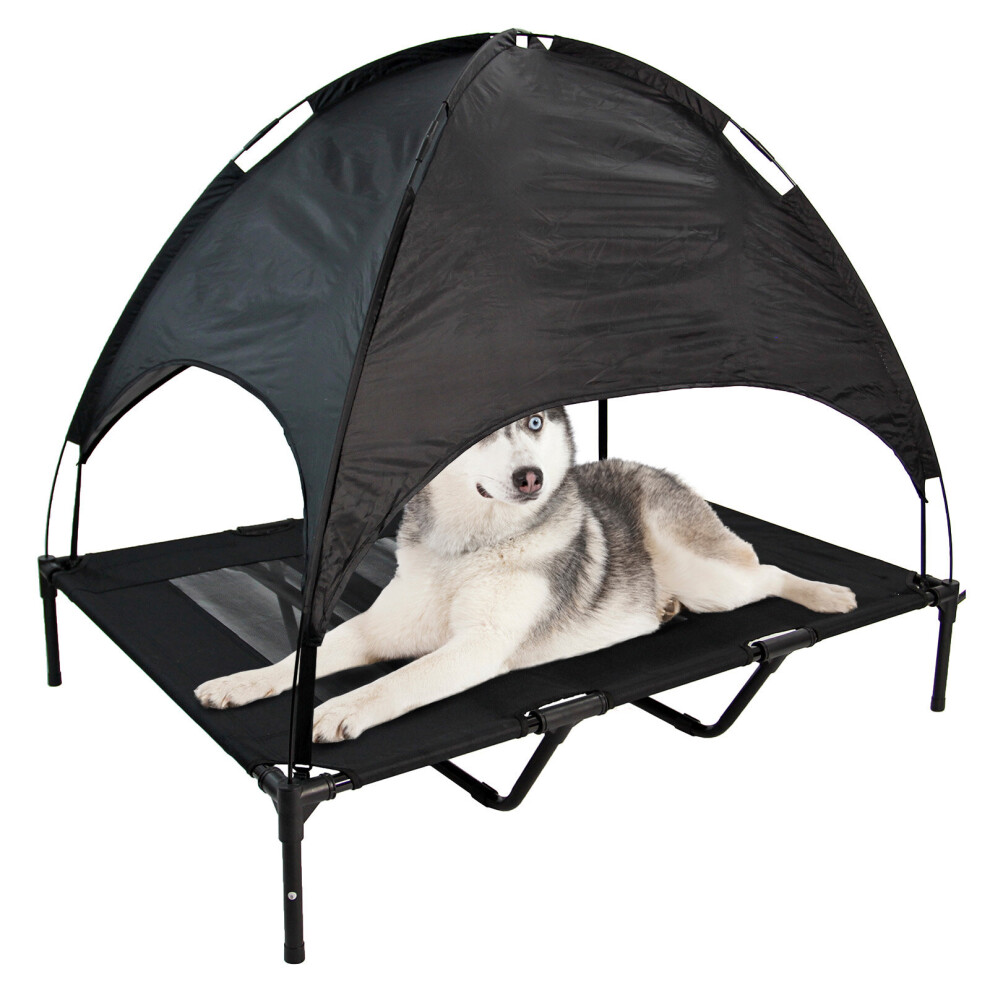 Actiaspet Elevated Dog Bed Raised Cot With Canopy Cover (Xl) Black