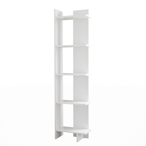 Living And Home Modern 5-Tier Corner Bookshelf Shelf Unit White 2