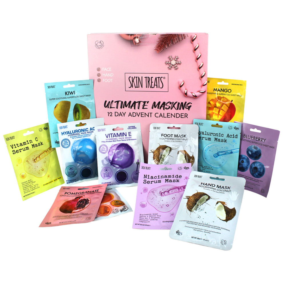 12-Day Skin Treats Advent Calendar Face Masks Facial Clay Vegan Refresh Energize