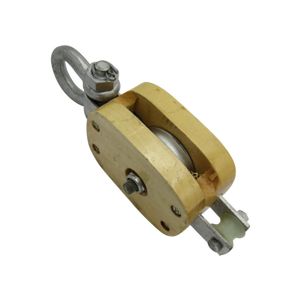 Single Wooden Pulley Block With Shackle 5" (Rigging 16Mm Wire Rope) 600988482579