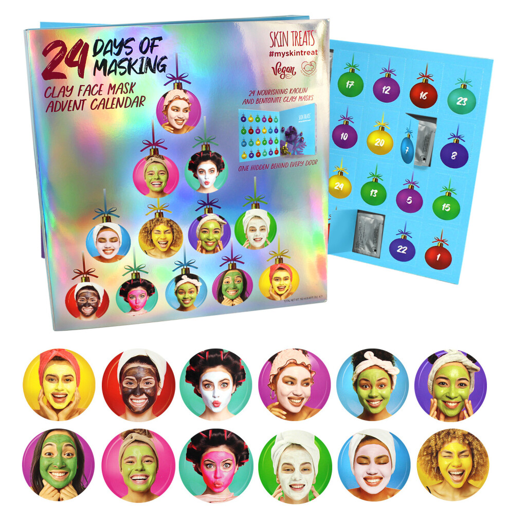 Skin Treats 24-Day Advent Calendar Facial Clay Deep Clean Face Masks Vegan Gift