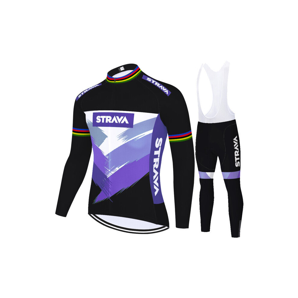 Sibeinuo (Purple Xxxxl) Cycling Clothing Men's Long Sleeve Bike Jersey + Bib Pants Mtb Road Clothing Set