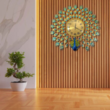 Peacock Wall Clock Retro Peacock Wall Watch Non Ticking for Home Office - 70cm