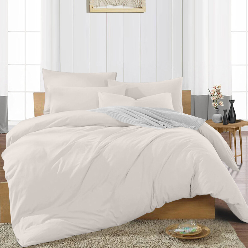 Imperial Rooms ( Duvet Covers) Plain Duvet Quilt Covers King Size 3Pc Bedding Sets Cream