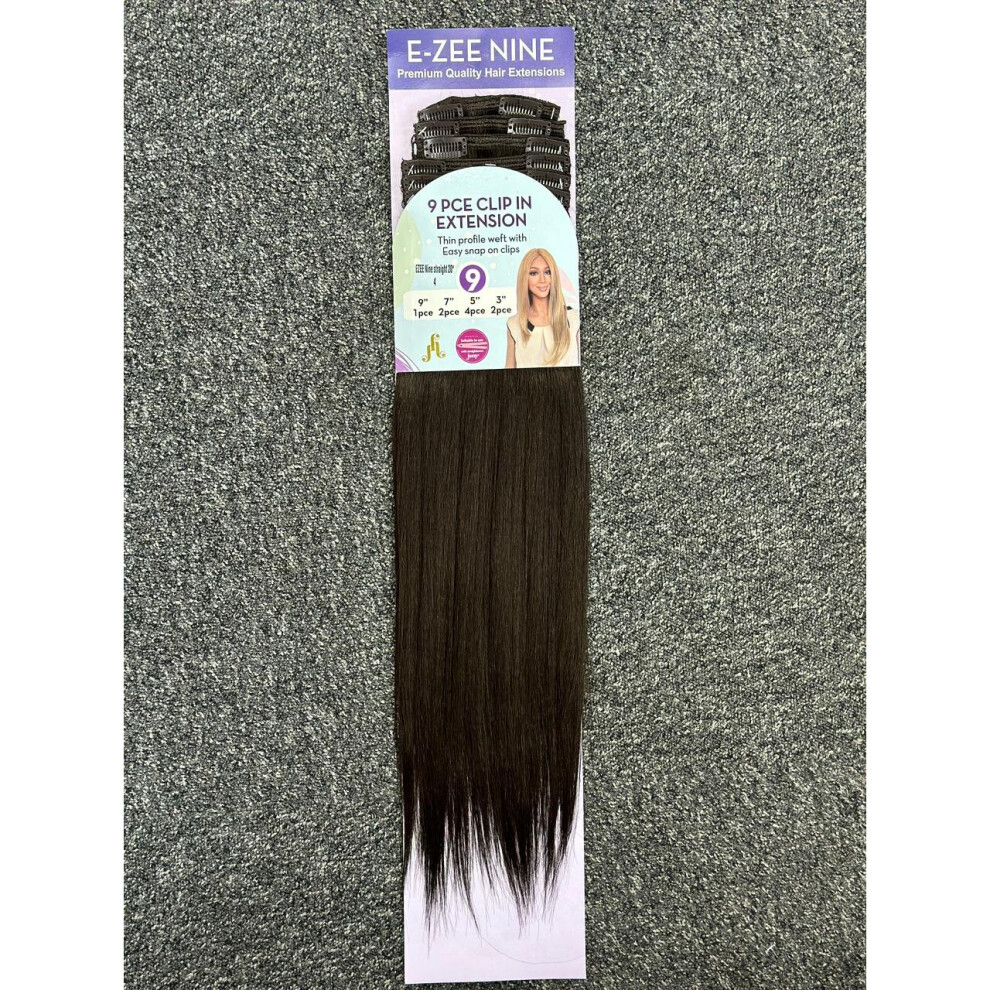 (4 Medium Brown) E-Zee Straight 9 Clip In Hair Extensions 20Inch