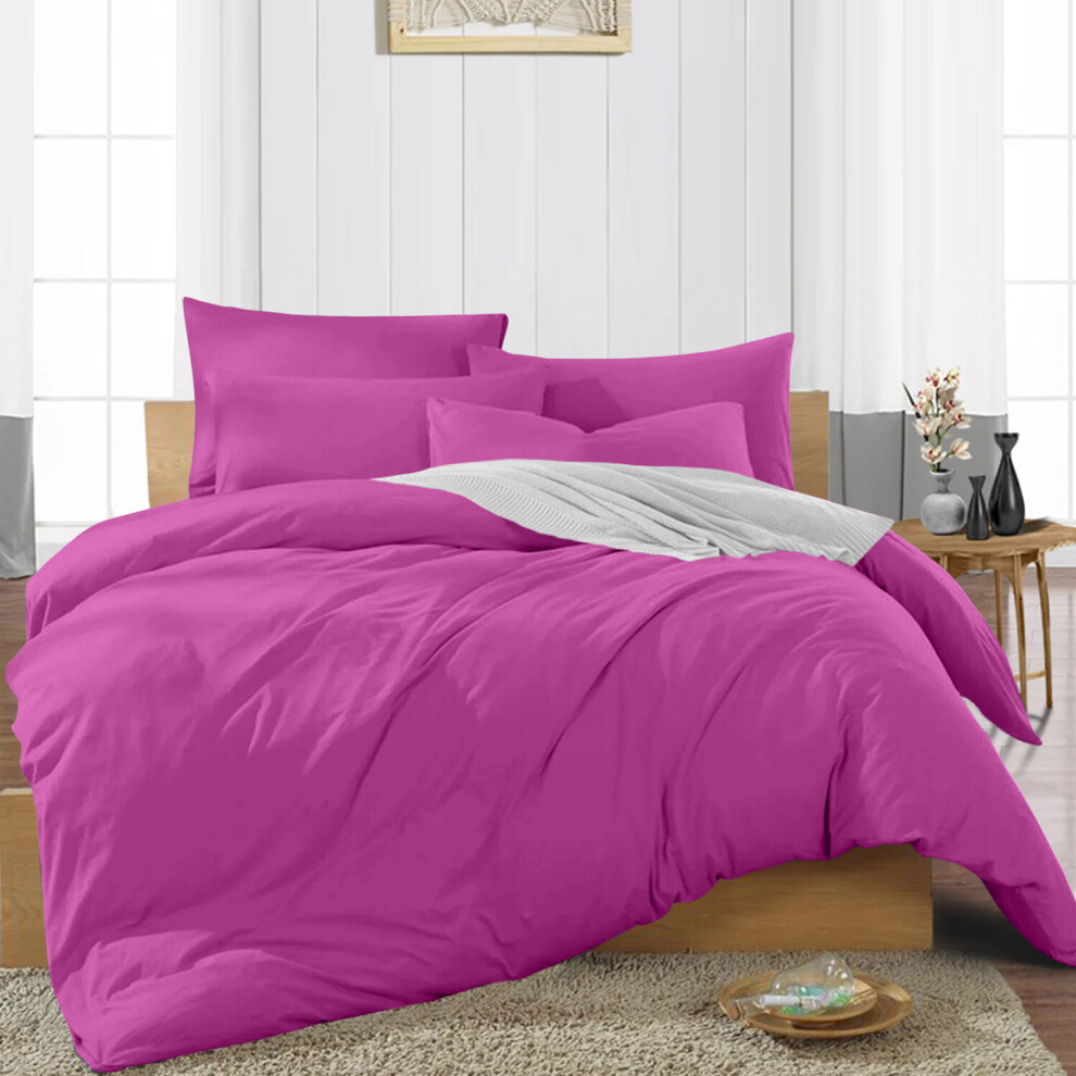 (Purple Duvet Covers) Plain Duvet Quilt Covers King Size 3PC Bedding Sets