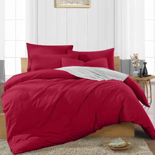 Imperial Rooms (Red Duvet Covers) Plain Duvet Quilt Covers King Size 3PC Bedding Sets